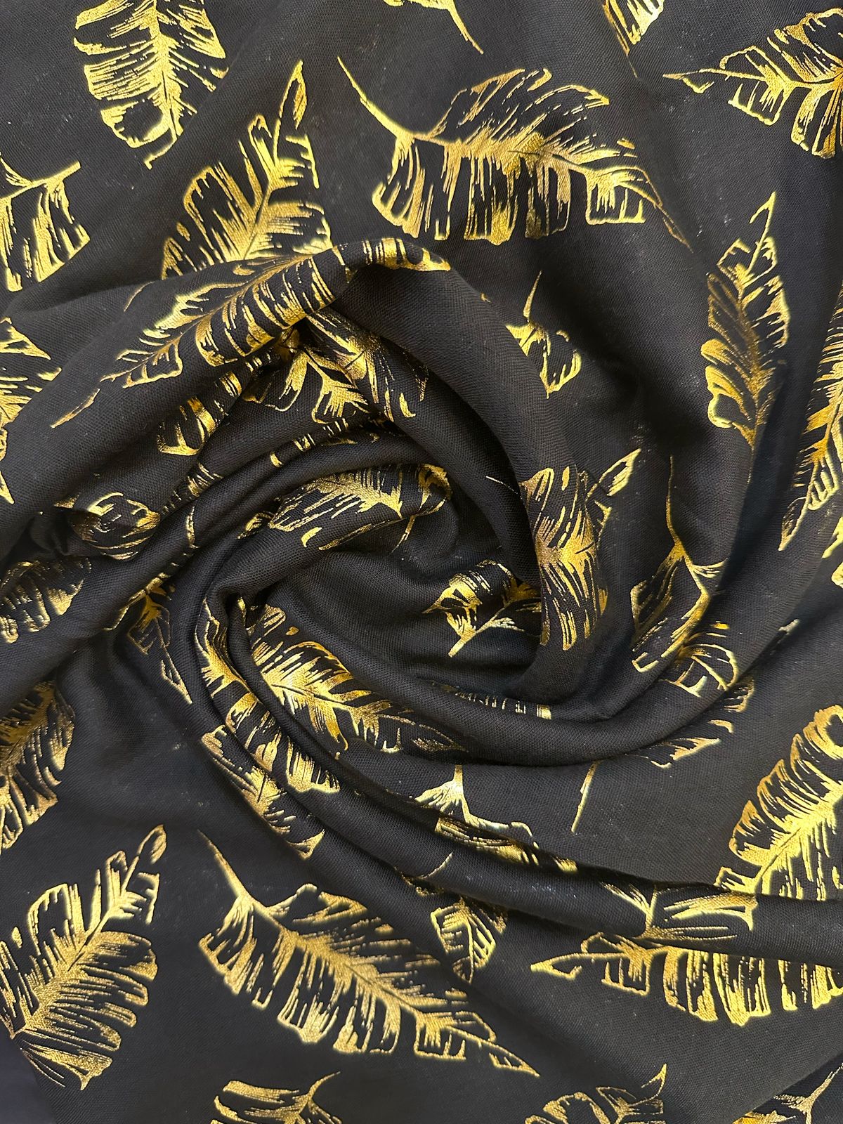 Black Gold Foil Printed Lawn Scarfs