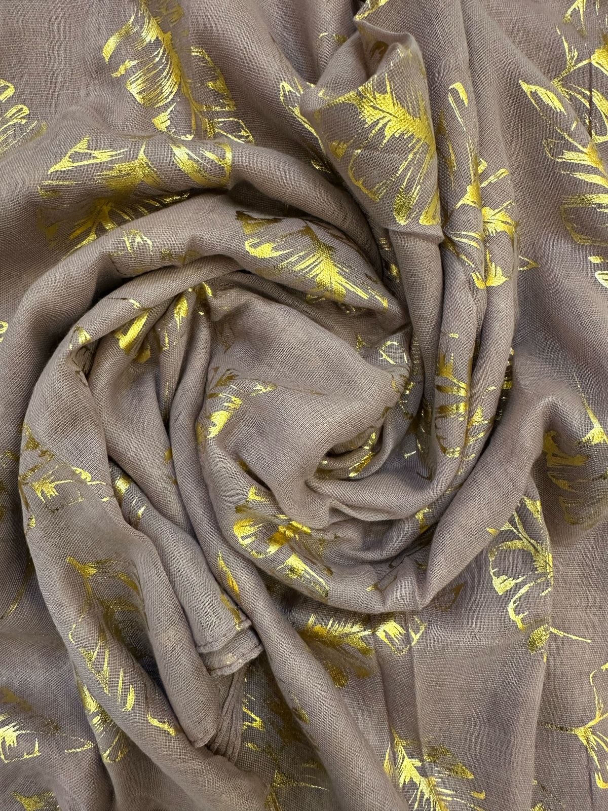 Brown Gold Foil Printed Lawn Scarfs