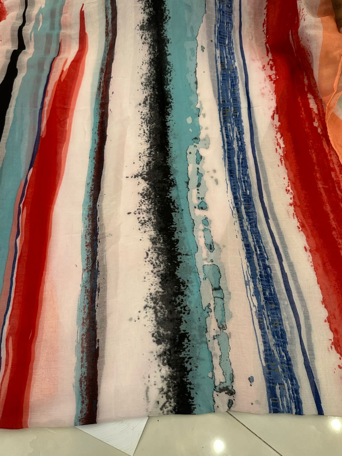 Red Multi Stripe Lawn Scarf