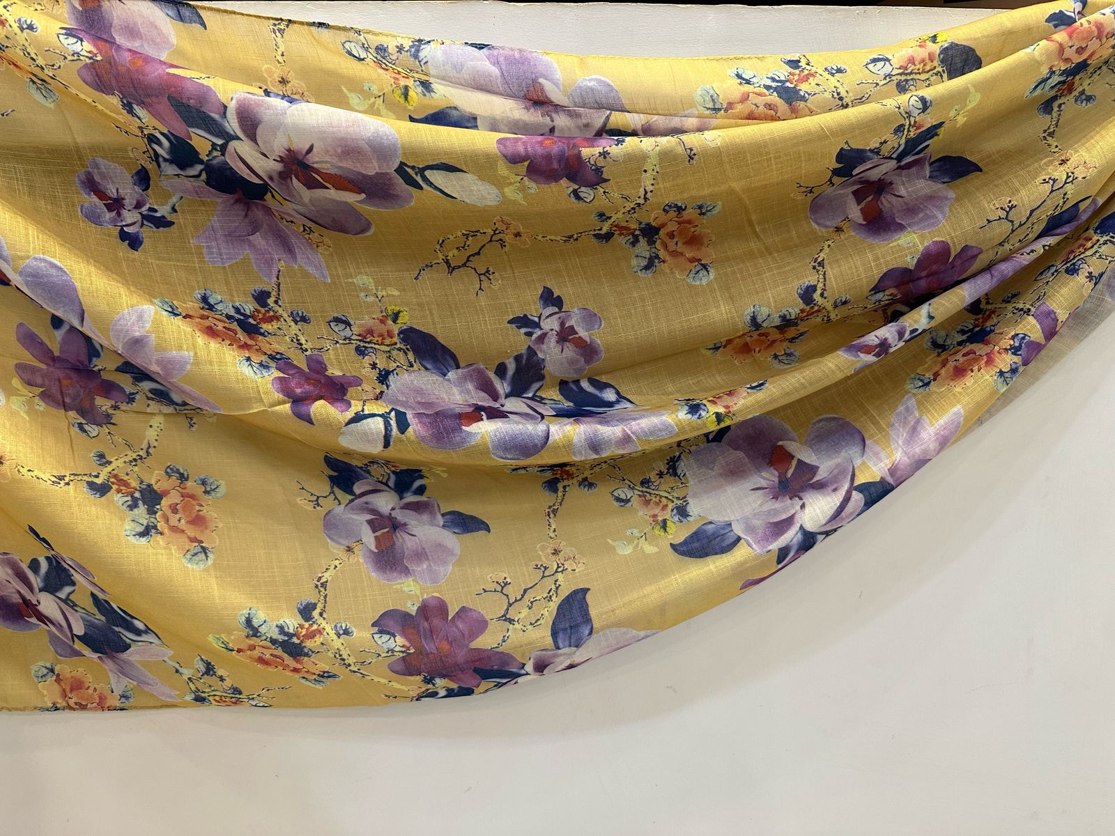 Yellow Floral Printed Lawn Scarfs